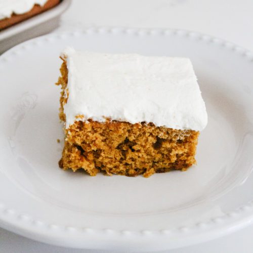 Pumpkin sheet pan cake with cream cheese frosting