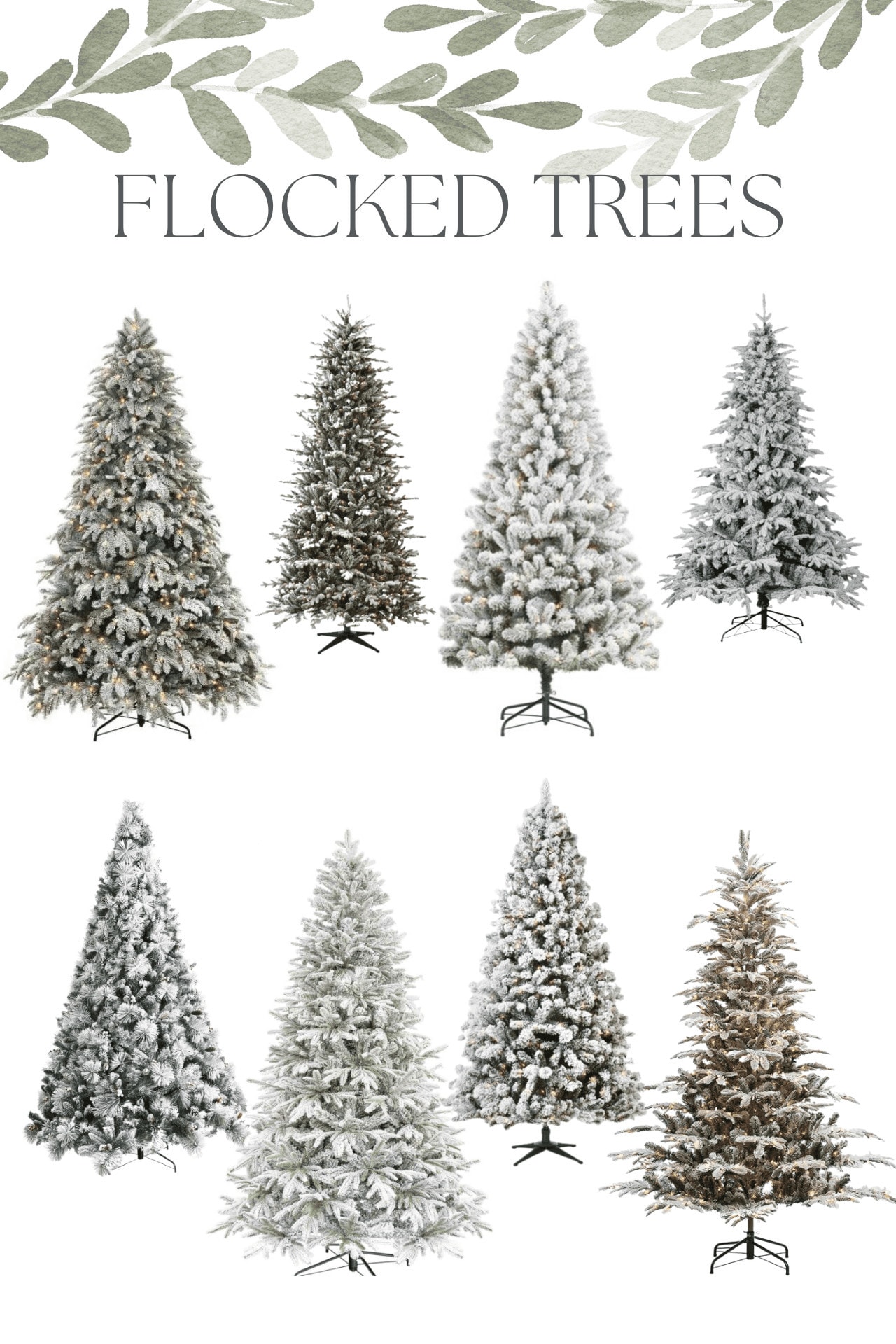flocked christmas trees in the acorn hill home curated christmas decor shop