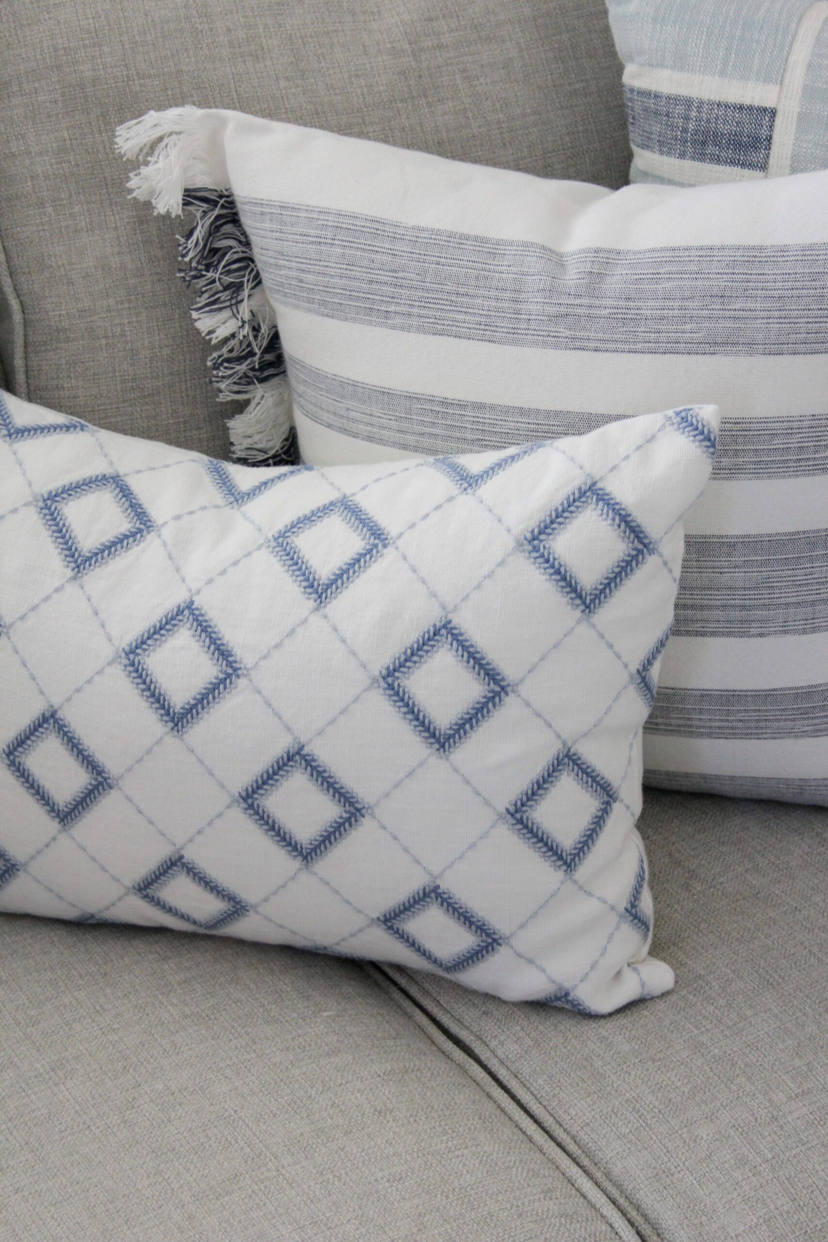 blue modern farmhouse accent pillows