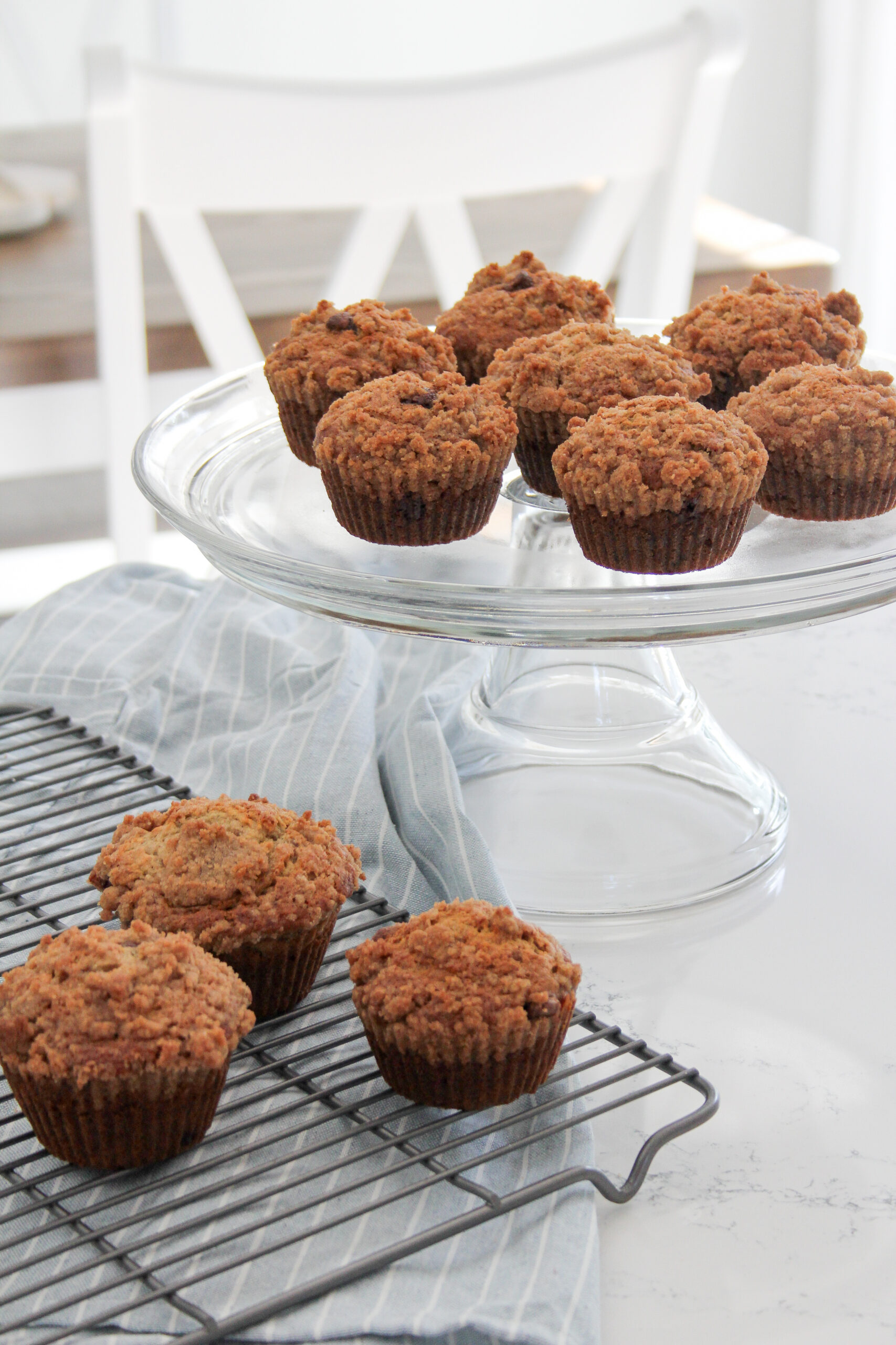 cinnamon streusel banana chocolate chip muffins