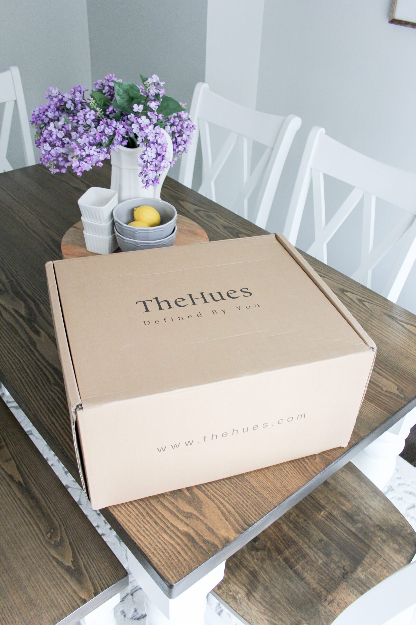 The Hues cardboard curtains shipping box